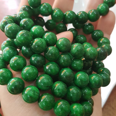 Vòng đeo tay nữ đá cẩm thạch xanh đậm 10mm đẹp  Nữ mệnh mộc hỏa thủy đeo may mắn tài lộc rẻ đẹp ạ