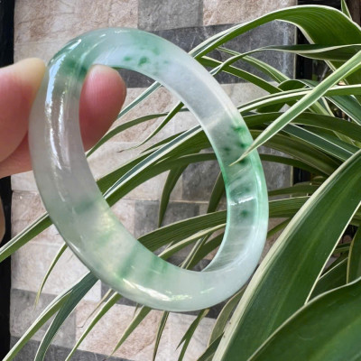 Vòng Tay Nữ Bản Hẹ Đá Mã Não DuLong Trắng Trong Xanh Rong Biển Nhẹ Bóng Đẹp Ni 54mm Cao 12mm Dầy 7mm Món quà tặng Nữ 50kg - 55kg đeo tay xinh rẻ đẹp ý nghĩa ạ