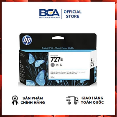 Mực in HP DesignJet 727 Gray Ink Cartridge (3WX15A) 130ml (Thay cho mực B3P24A) dùng cho các dòng máy T920PS/T1500/T3500/T930/T1530- Hàng chính hãng
