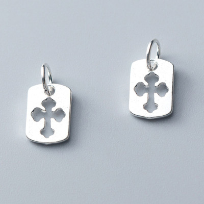 Combo 3 cái charm bạc miếng có hình thánh giá treo - Ngọc Quý Gemstones