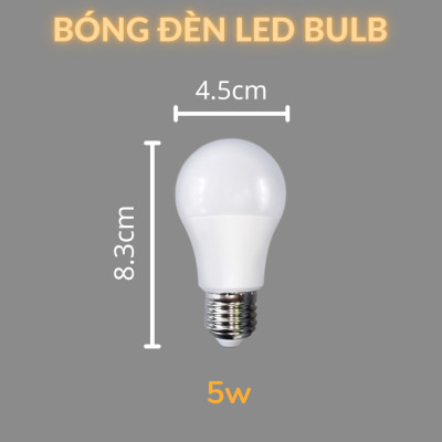 Combo Bóng Đèn Led Bulb HUTA 5w Đuôi E27, Tiết Kiệm Điện, Chống Nước, Ánh Sáng Trắng/Vàng, Trang Trí Quán Cà Phê, Nhà Hàng