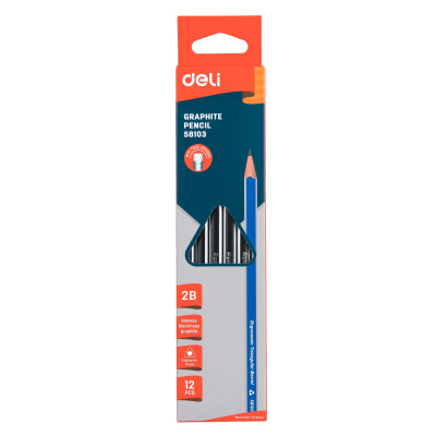 Bút 2B kèm tẩy Deli - sọc neon nhiều màu - 12 cây/hộp - E37013 / E37014 / E37015 / E37016/ E37000/ E58103/ E10902
