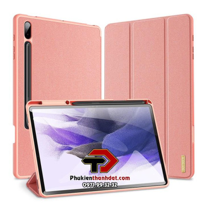 Bao da dành cho Samsung Tab S8 Plus/ S7 Plus/ S7 FE DOMO Series Lưng Dẻo Vải Jean Khay Bút - Hàng chính hãng