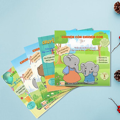 Sách rèn luyện ký năng cho bé từ 0-8 tuổi (combo 5 tập Chuyện Cỏn Chuyện Con Tập 1+2 + 3+ 4+5 (Voi Con Tinh Nghịch + Voi Con Hiếu Động + Voi Con Đáng Yêu + Voi Con Ham Chơi + Voi Con Gây Chuyện )