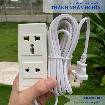 Ổ cắm Điện Quang ĐQ 001A-02 ( 2 lỗ ) dây 2m - Bảo hành 12 tháng