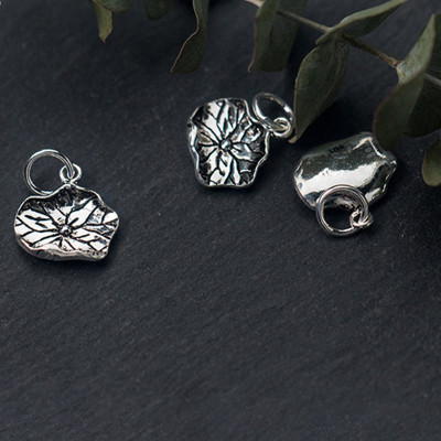 Combo 3 cái charm bạc hình lá sen treo - Ngọc Quý Gemstones
