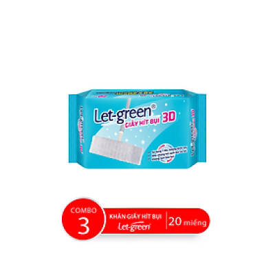 Combo Bao Khăn Giấy Hít Bụi LET-GREEN, 20 Miếng/Bao