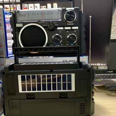 Đài FM Radio Nghe Nhạc FEPE FP-722-S Bluetooth-Sạc Năng Lượng Mặt Trời,Thiết Kế Cổ Điển Sang Trọng ,2 Ăn-Ten Bắt Sóng Mạnh Hỗ Trợ USB và Thẻ Nhớ- Hàng Chính Hãng