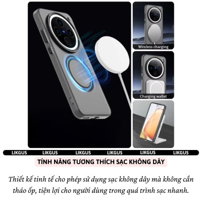 Ốp lưng nhám sạc nam châm từ tính magnetic cho Vivo X200 Pro / Vivo X200 Ultra hiệu Likgus TUAN MAG - Viền TPU đệm khí chống sốc, Viền nhô cao – Bảo vệ camera & màn hình, Chống bám vân tay - Hàng nhập khẩu
