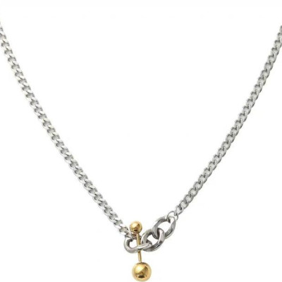 Vòng cổ dây chuyền unisex mix bông tai quả tạ vàng độc lạ chất