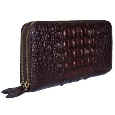 HP3738-39-40-41 - Bóp nữ da cá sấu Huy Hoàng nhiều ngăn gai cầm tay màu đen, nâu đỏ, vàng, nâu đất