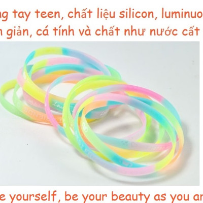 Lắc tay mạ vàng 18K, Phong cách Âu Mỹ,  Kèm vòng tay teen silicon LUMINOUS