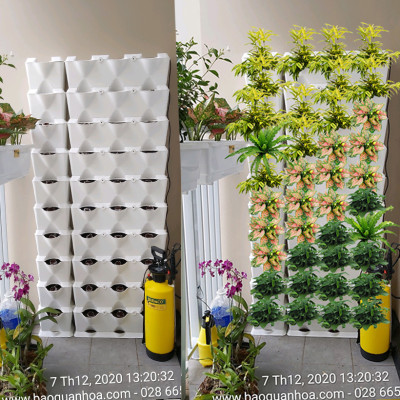 08 Chậu trồng rau thông minh Không thay đất Vertical (màu trắng) nhập khẩu Bồ Đào Nha kèm bộ tưới nhỏ giọt và bón phân Bán tự động (khu vực Không có vòi cấp)