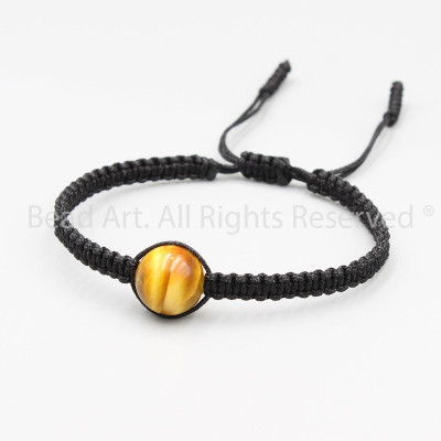 Vòng Tay Thắt Dây Mắt Hổ Màu Vàng 10MM, Thổ, Kim, Vòng Tay Phong Thuỷ, Chuỗi Hạt, Yoga S50 - Bead Art