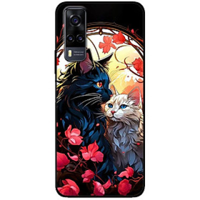 Ốp lưng cho Vivo V23e - Y31 - Y51 - Y55 - Y55s - Y55 2022 - Mèo Trắng Đen - Hàng Chính Hãng
