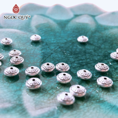 Combo 4 cái charm bạc chặn hạt hình đĩa bay họa tiết - Ngọc Quý Gemstones