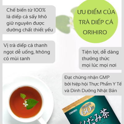 Trà diếp cá thanh nhiệt thải độc Orihiro Nhật Bản giảm táo bón, mụn nhọt, làm đẹp da gói 60 túi lọc JN-OR-DC01