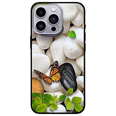 Ốp lưng dành cho Iphone 13 Mini - Iphone 13 - Iphone 13 Pro -  Iphone 13 Pro Max - Sỏi Trắng và Bướm