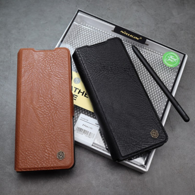 Case bao da chống sốc cho Samsung Galaxy Z Fold 6 trang bị ngăn đựng S-Pen, khe nhét thẻ card hiệu Nillkin Aoge Leather Cover Case (bảo vệ máy cực tốt, chất liệu da thật cao cấp, thiết kế thời trang cá tính) - hàng nhập khẩu