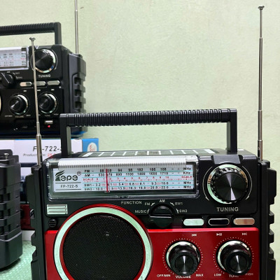 Đài FM Radio Nghe Nhạc FEPE FP-722-S Bluetooth-Sạc Năng Lượng Mặt Trời,Thiết Kế Cổ Điển Sang Trọng ,2 Ăn-Ten Bắt Sóng Mạnh Hỗ Trợ USB và Thẻ Nhớ- Hàng Chính Hãng