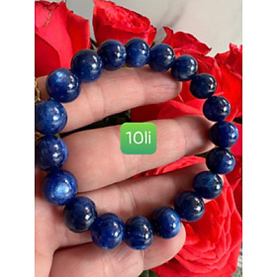 Vòng Tay Chuỗi Nữ Đá Kyanite Xanh Dương Đậm bóng đẹp tự nhiên hay Sapphire nước size hạt 10mm hợp nữ mệnh Thủy mệnh Mộc đeo ạ