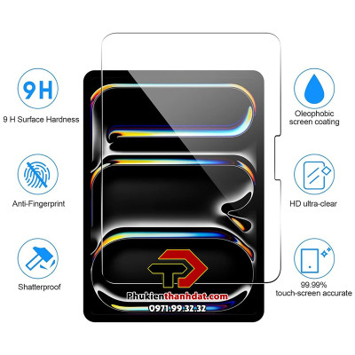 Tấm dán kính cường lực cho iPad Pro 11 2024, iPad Pro 13 2024 M4 hiệu Glass Pro - Hàng chính hãng