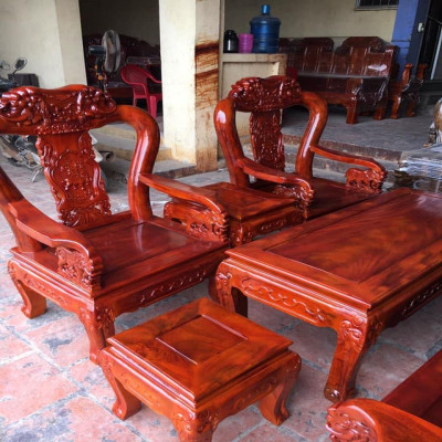 Bộ bàn ghế Minh Quốc Voi gỗ Xà Cừ