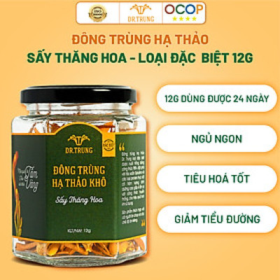 Đông trùng hạ thảo Dr. Trung Sấy thăng hoa - Loại Đặc biệt - Công thức cải tiến từ tảo Spirulina và Protein thực vật, Không sử dụng nhộng tằm, Dùng được với người ăn chay - Giúp cải thiện giấc ngủ, Tăng hệ miễn dịch, Ổn định huyết áp