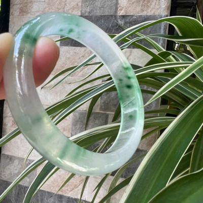 Vòng Tay Nữ Bản Hẹ Đá Mã Não DuLong Trắng Trong Xanh Rong Biển Nhẹ Bóng Đẹp Ni 54mm Cao 12mm Dầy 7mm Món quà tặng Nữ 50kg - 55kg đeo tay xinh rẻ đẹp ý nghĩa ạ