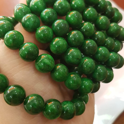 Vòng đeo tay nữ đá cẩm thạch xanh đậm 10mm đẹp  Nữ mệnh mộc hỏa thủy đeo may mắn tài lộc rẻ đẹp ạ