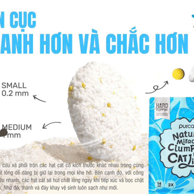 CÁT VỆ SINH CHO MÈO CATURE PURCATS NATURAL MIRACLE THƠM TỰ NHIÊN & THẤM HÚT,SIÊU KHỬ MÙI [ 2.5kg ]