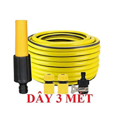 Vòi Xịt️Evoucher Bộ dây vòi xịt nước rửa xe, tưới cây , tăng áp 3 lần, loại 3m, 5m 206622-5 cút sập,nối đen+  đai