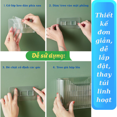 Hộp đựng cuộn túi rác nhiều ngăn 24x13.5x6cm- Hộp nhả túi nilon dạng cuộn - Giá treo túi rác mini tiện dụng