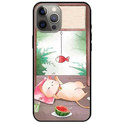 Ốp lưng dành cho Iphone 12 - Iphone 12 Pro - Iphone 12 Pro Max mẫu Mèo Nằm Chờ Cá