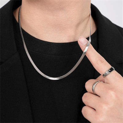 Dây Chuyền Xương Rắn Thép Titan, Thời Trang Và Tối Giản, Dành Cho Nam Giới, Phụ Kiện Hip-Hop