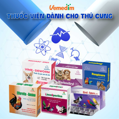 Vemedim Doxyt tab viên uống cho gà đá, chim cảnh bị hô hấp, tiêu hóa, sổ mũi, ủ rủ, hộp 10 viên