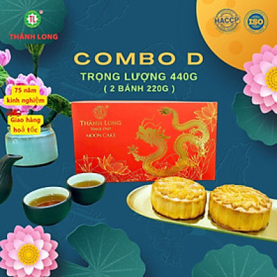 HỘP BÁNH TRUNG THU 2 BÁNH 2 TRỨNG 220G - COMBO D - THÀNH LONG 440G - VIỆT NAM