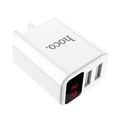 Cục Sạc Cổng Kép USB Có Màn Hình LED Hoco C63 Dòng 2.1A -Hàng Chính Hãng 