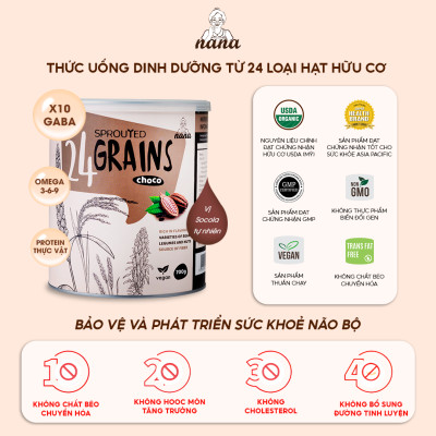 Thùng 12 Hộp Sữa Hạt Từ Gạo Lứt Hữu Cơ Nảy Mầm 24Grains Vị Socola Tự Nhiên Cho Trẻ Từ 3 Tuổi & Cả Gia Đình
