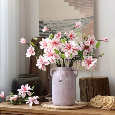 Cành hoa mộc lan cao su 3 bông 1 nụ - Dài 60cm - Cây giả, hoa lụa Decor trang trí nhà cửa.