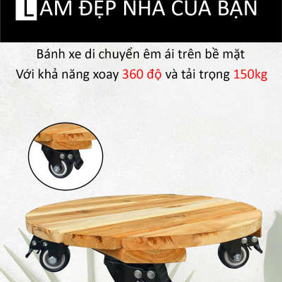 Đế Lót Chậu Cây Có Bánh Xe Cao Cấp Đường Kính 35cm Tải Trọng 150Kg, Để Di Chuyển Chậu Cây Thường Xuyên