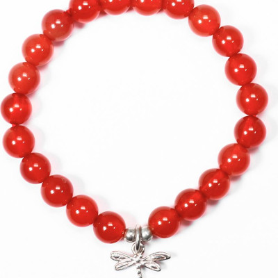 Vòng tay cho bé đá mã não đỏ charm chuồn chuồn  mệnh hỏa,thổ - Ngọc Qúy Gemstones