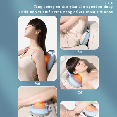 Gối Massage Hồng Ngoại, Máy Mát Xa Cổ Vai Gáy, Matxa Toàn Thân Nikio NK-135DC - Công Nghệ Xoa Bóp Chuyên Sâu, Sưởi Ấm Hồng Ngoại - Pin sạc