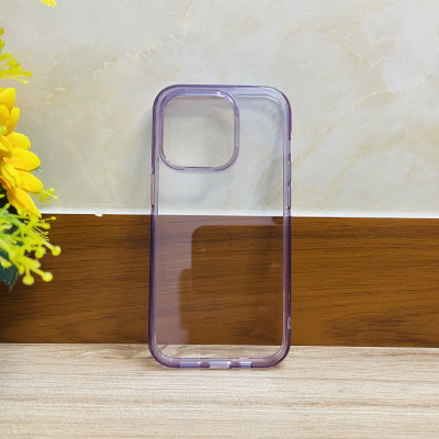 Ốp lưng dành cho iPhone 14 Pro Likgus trong viền màu tím- Hàng chính hãng