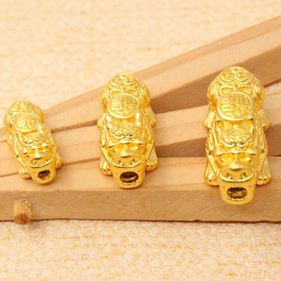 Charm bạc tỳ hưu mạ vàng 24k xỏ ngang - Ngọc Quý Gemstones