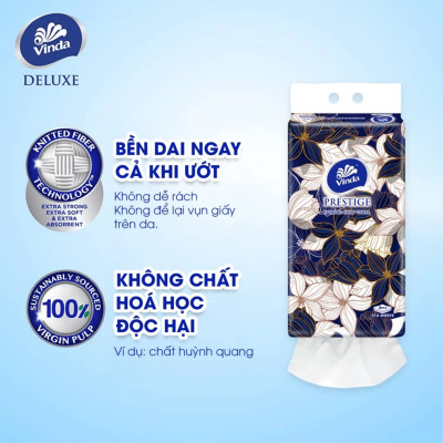 Combo 4 Gói Khăn Giấy Treo Tường Cao Cấp Vinda Prestige 4D 3 lớp 212 tờ