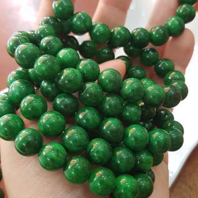 Vòng đeo tay nữ đá cẩm thạch xanh đậm 10mm đẹp  Nữ mệnh mộc hỏa thủy đeo may mắn tài lộc rẻ đẹp ạ