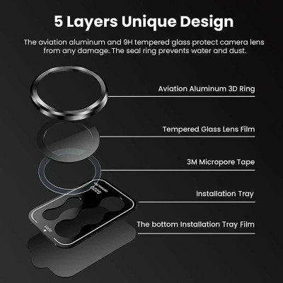 Tấm dán kính cường lực Camera cho Samsung Galaxy S25 Ultra / S23 Ultra / S24 Ultra hiệu KUZOOM AR - công nghệ kế dính tự động, mặt kính AGC sắc nét với độ cứng 9H, trang bị khung tự dán dễ dàng tự dán ở nhà - Hàng nhập khẩu