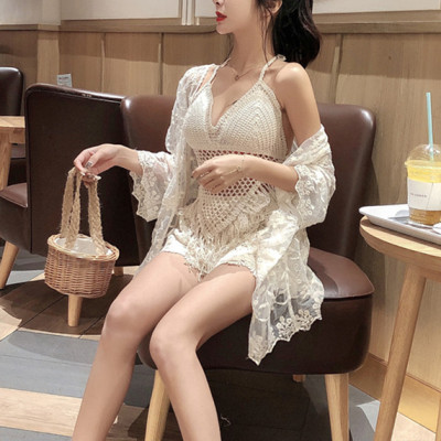 Set bikini len 2 - 3 chi tiết. Áo len móc kín bụng, che khuyết điểm. Đồ bơi len ren đi biển mẫu mới, hàng cao cấp, chất đẹp | KT100