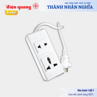 Ổ cắm Điện Quang ĐQ 001A-02 ( 2 lỗ ) dây 2m - Bảo hành 12 tháng